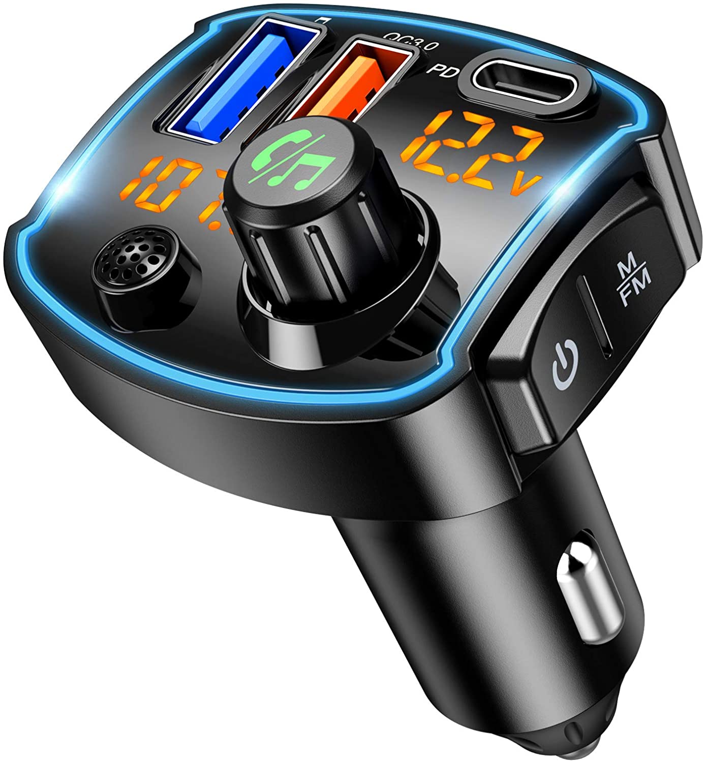 QC3.0 Type-C PD 18 Вт USB быстрое зарядное устройство для автомобилей светодиодный беспроводной fm-радио адаптер V5.0 Bluetooth fm-передатчик для автомобиля