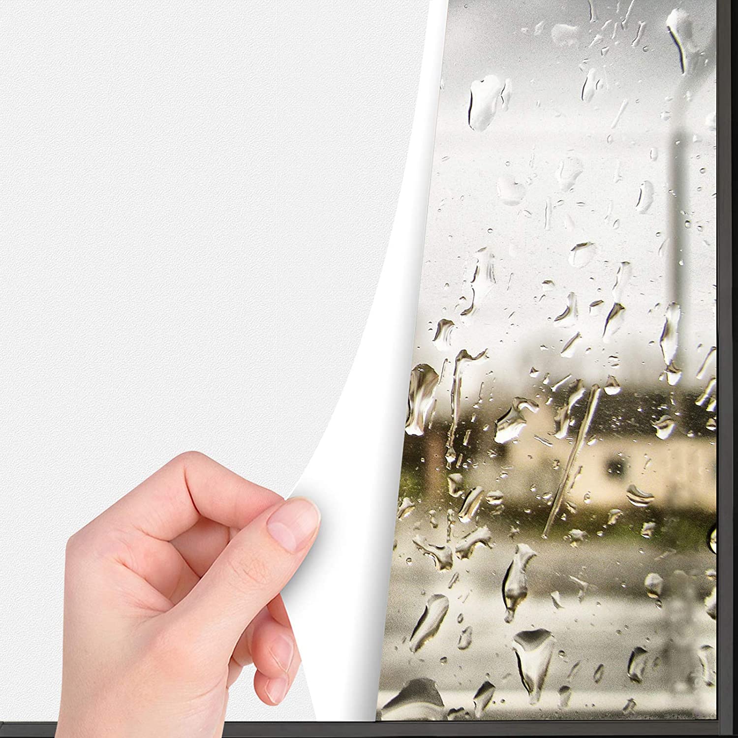 WINDOW WHIRL All White Blackout Window Film Static Heat Control Door Sticker