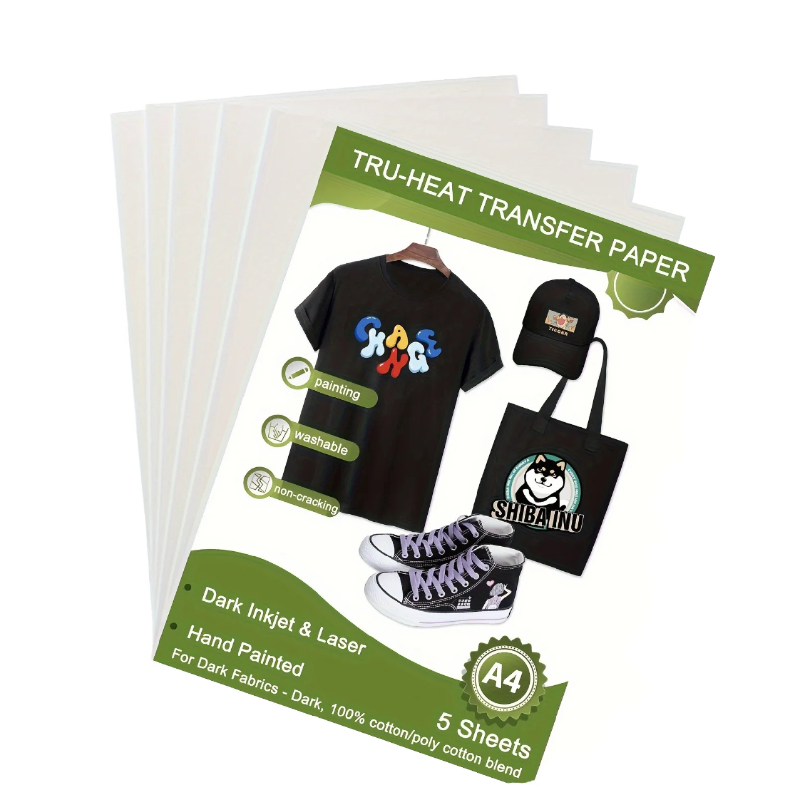 Tru-Heat High-Temperature Transfer Paper for Inkjet & Laserjet Printers Iron-On Transfers for Dark Fabrics Hot Peel T-Shirts