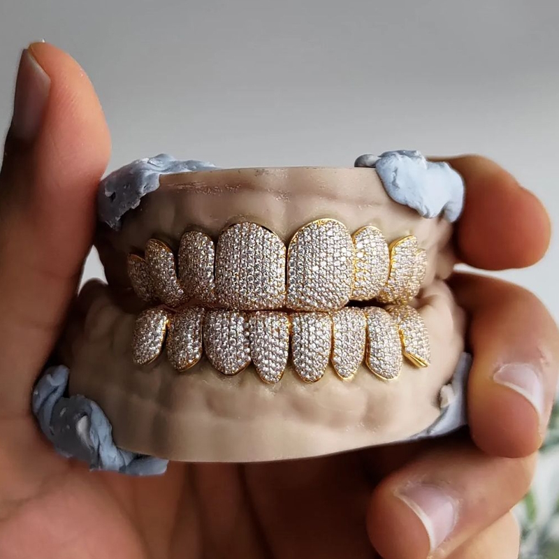 Мода на заказ хип-хоп золото 10K 14K 18K VVS ручной набор Iced Out муассанит круглый бриллиант панк грили для зубов