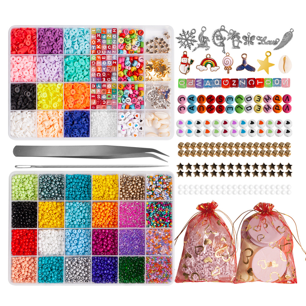 JOJO Fashion Handmade Polymer Clay Acrylic Glass Plastic Seed Bead Diy Beads Kits Bracelet Children Jewelry Diy Making Kit