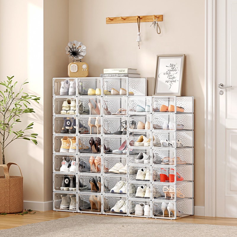 Clear Plastic Giant Magnetic Shoe Box Acrylic Shoe Storage Box Clear Plastic Stackable Foldable Shoe Storage Box