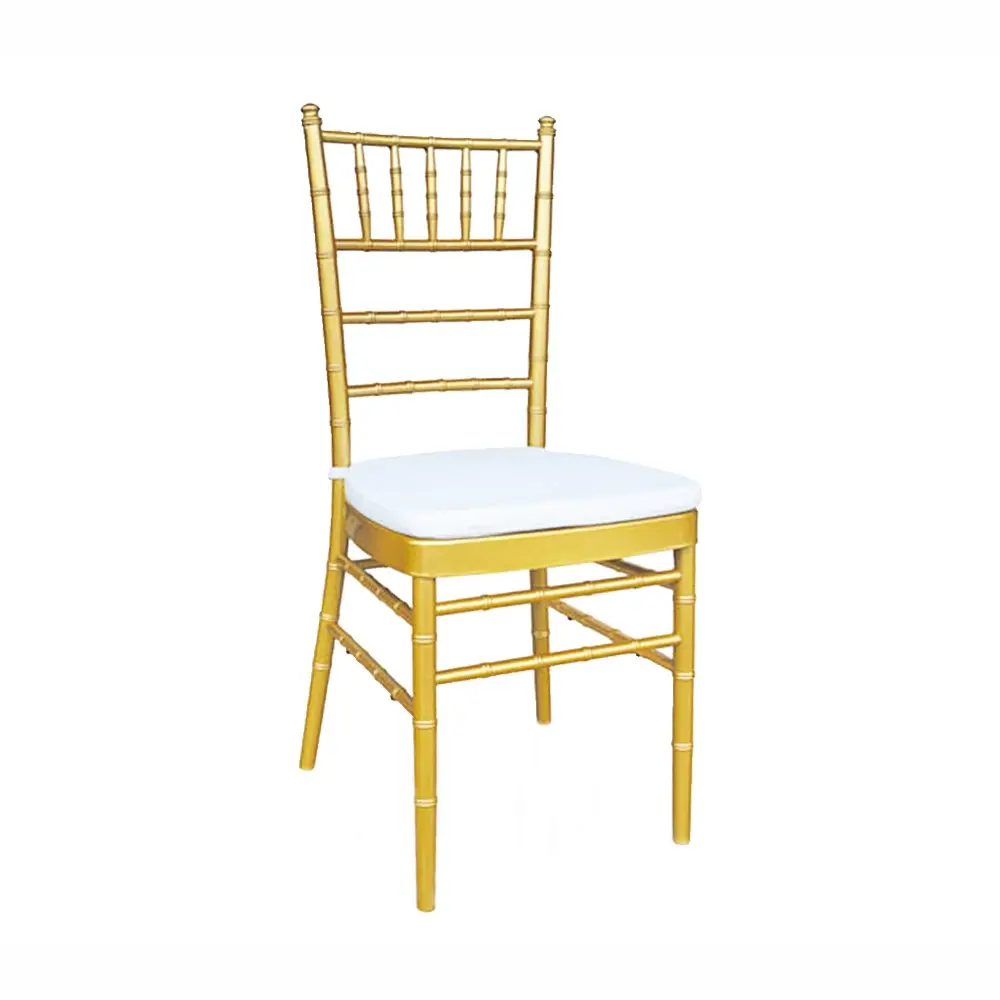 Wholesale Metal Golden Stackable Event Tiffany Chiavari Wedding Chair with Cushion