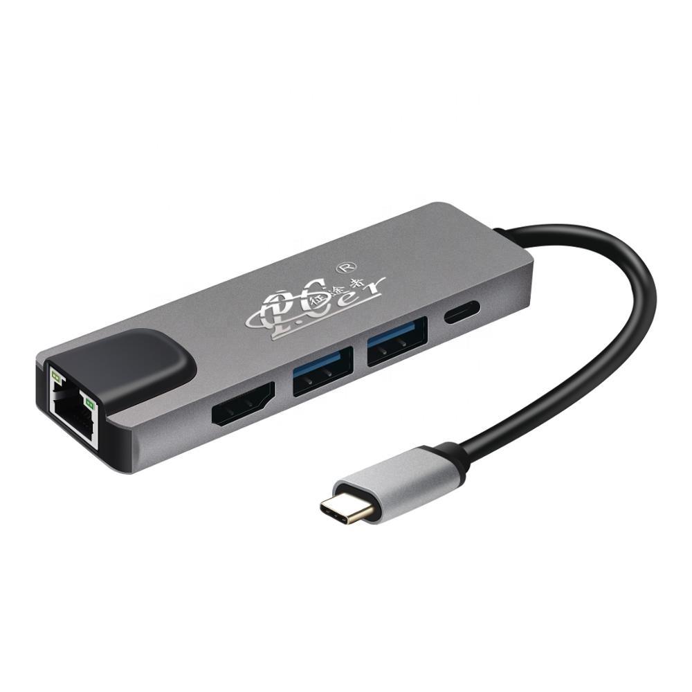 Кабель с разъемами типа c и USB 3,0 SD/устройство для считывания с tf-карт порт LAN (локальной сети) Многофункциональность 5 в 1 адаптер HDMI VGA USB c PD зарядки конвертер 8 в 1 взаимный обмен данными между компьютером и периферийными устройствами концен