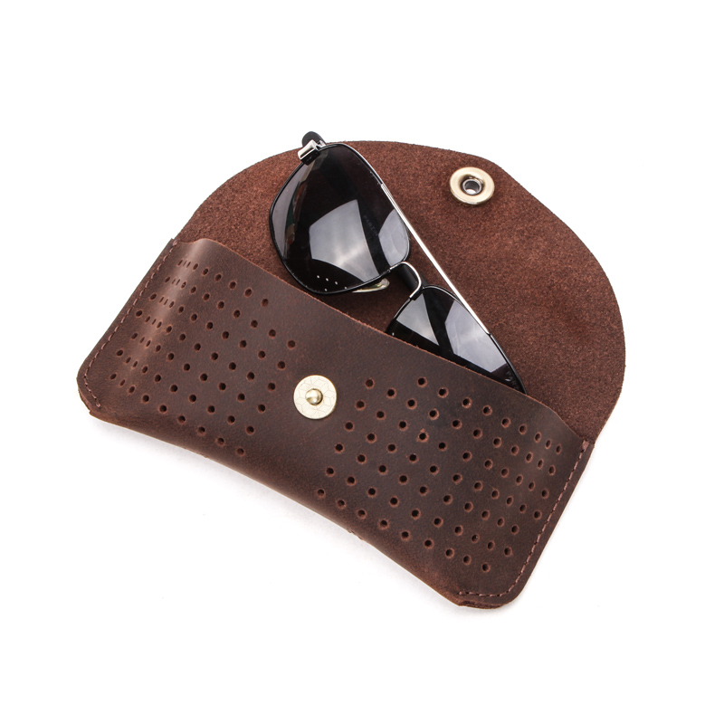 Customized Handmade Genuine Leather Sunglasses Protector Case for Eyeglass Pouch Holder For Stationery Supplies Pencil Bag