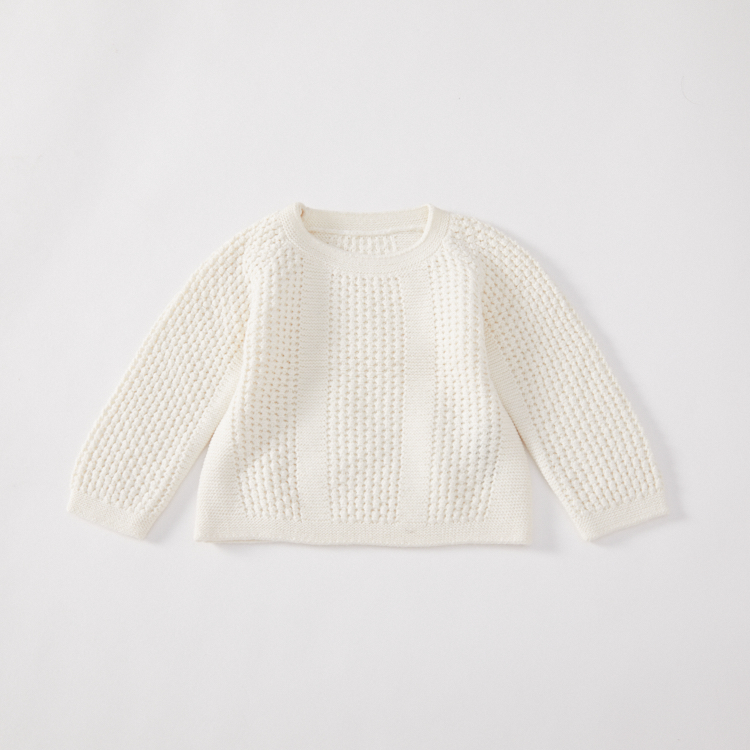 Solid Color Baby Girl Winter Pullover Sweater Knitted Sweater Geometric Kids Warm Sweaters
