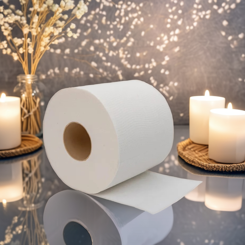 Free Sample Bamboo Pulp Toilet Paper Roll Soft Recycled Bathroom Tissue with Embossed Dots 2-4 Ply Options FSC Certified