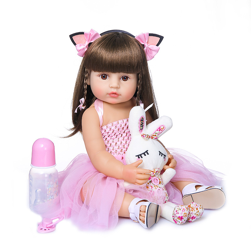 55CM full body soft silicone vinyl reborn toddler girl doll Xmas cute silicon baby dolls for sale baby toy doll