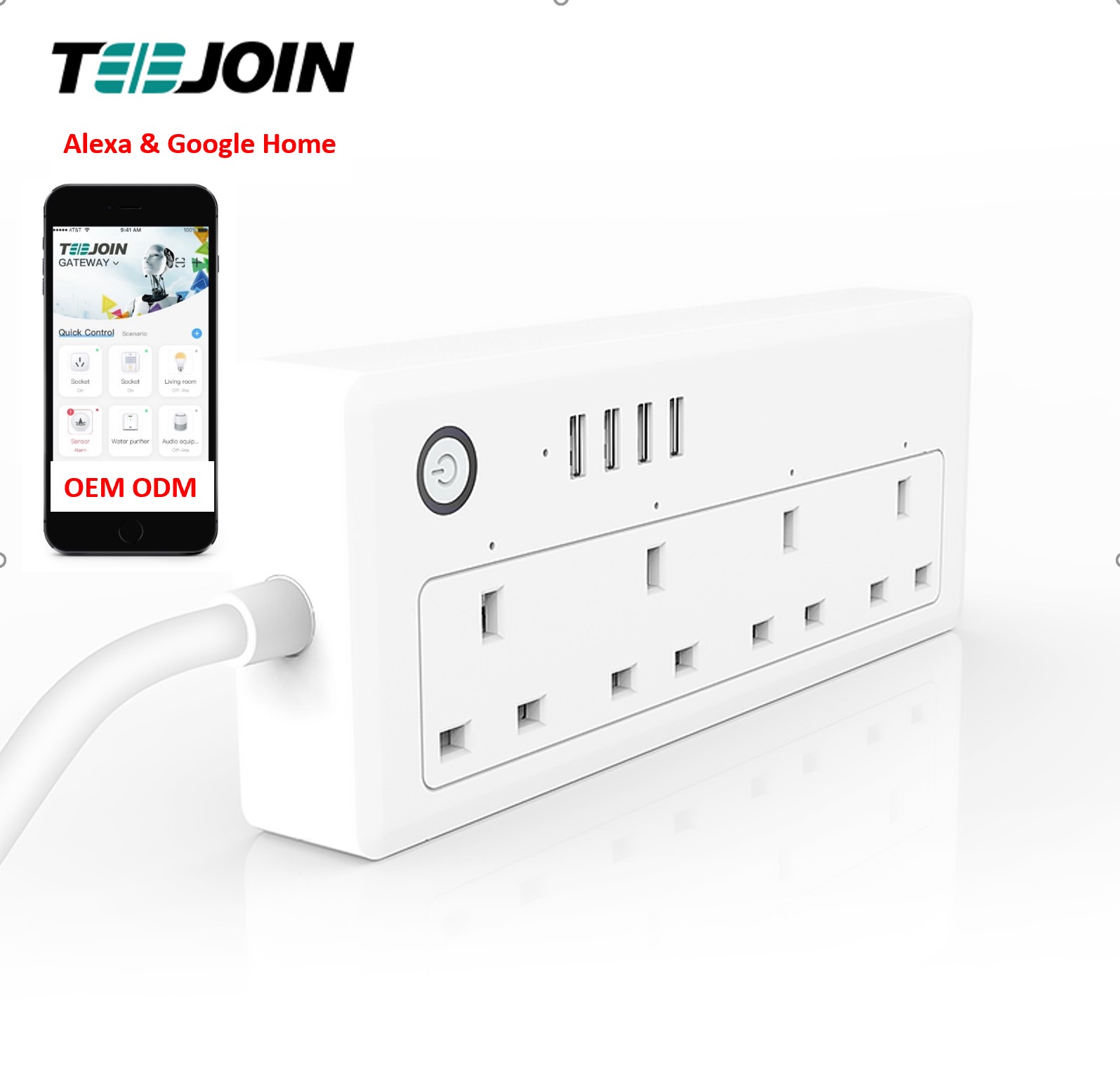 Смартфон Teejoin Tuya с пультом дистанционного управления Smart Life Usb умная удлинительная Розетка Wifi