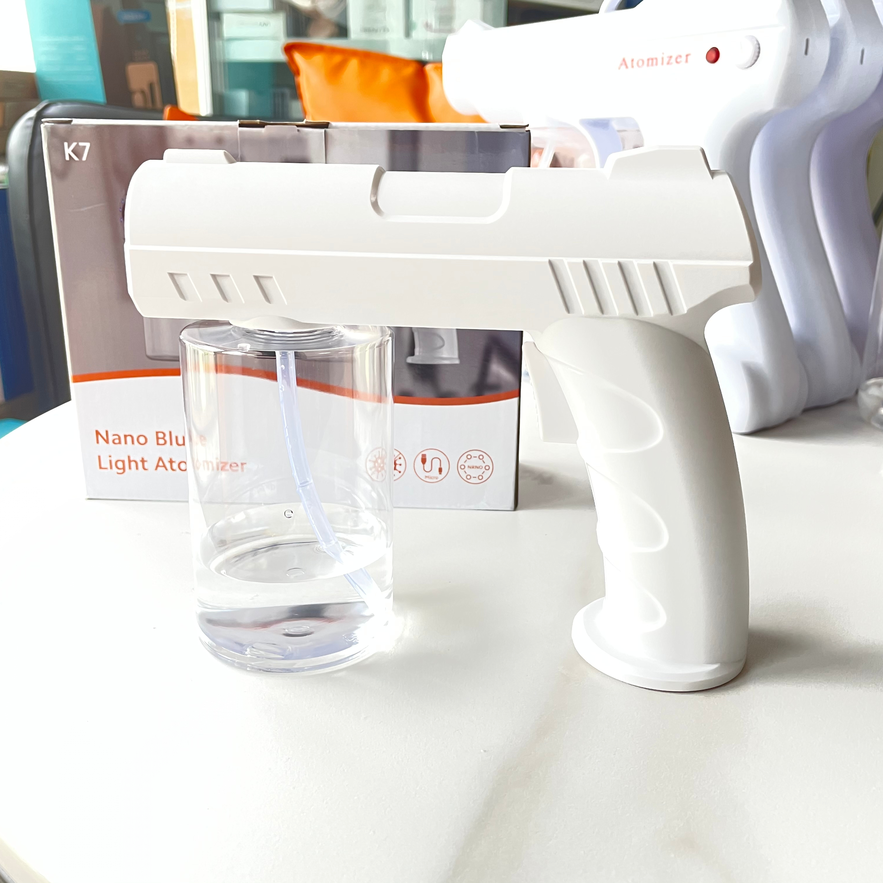 K7 Handheld Electric Nano Spray Gun Wireless Charging Blue Light Atomizer Disinfection Sprayer Household Disinfection Tools