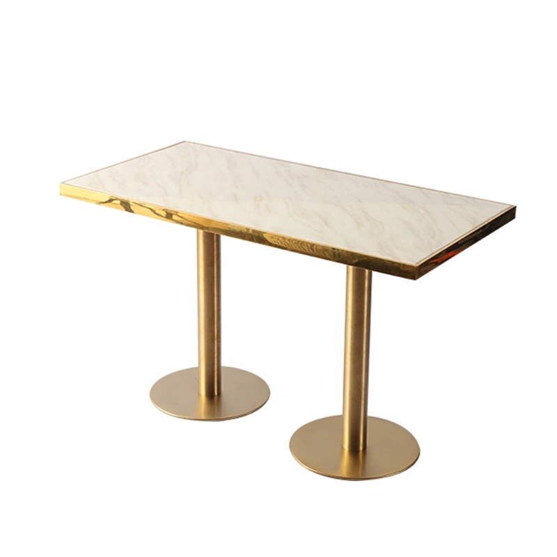 (SP-RT055) Hot sale popular minimalism style metal rectangular coffee dining marble restaurant tables