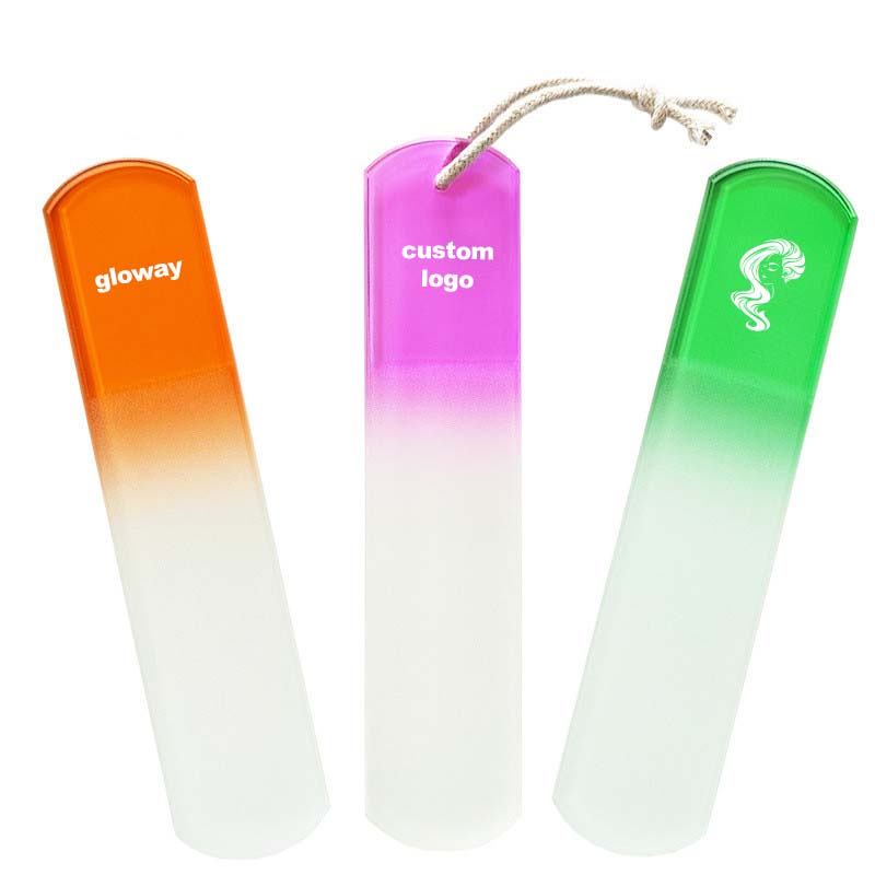 Gloway New Custom Logo Colorful Sand-Blasting Process Strip Foot File Callus Remover Feet Sander Glass Foot File