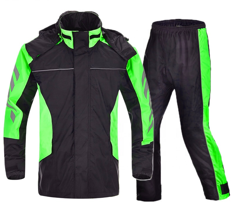 Factory Custom Waterproof Windproof Rainwear Rain Jacket Pants Mens Delivery Club Uniforms for Motor Cycling Clothes Seam Taped