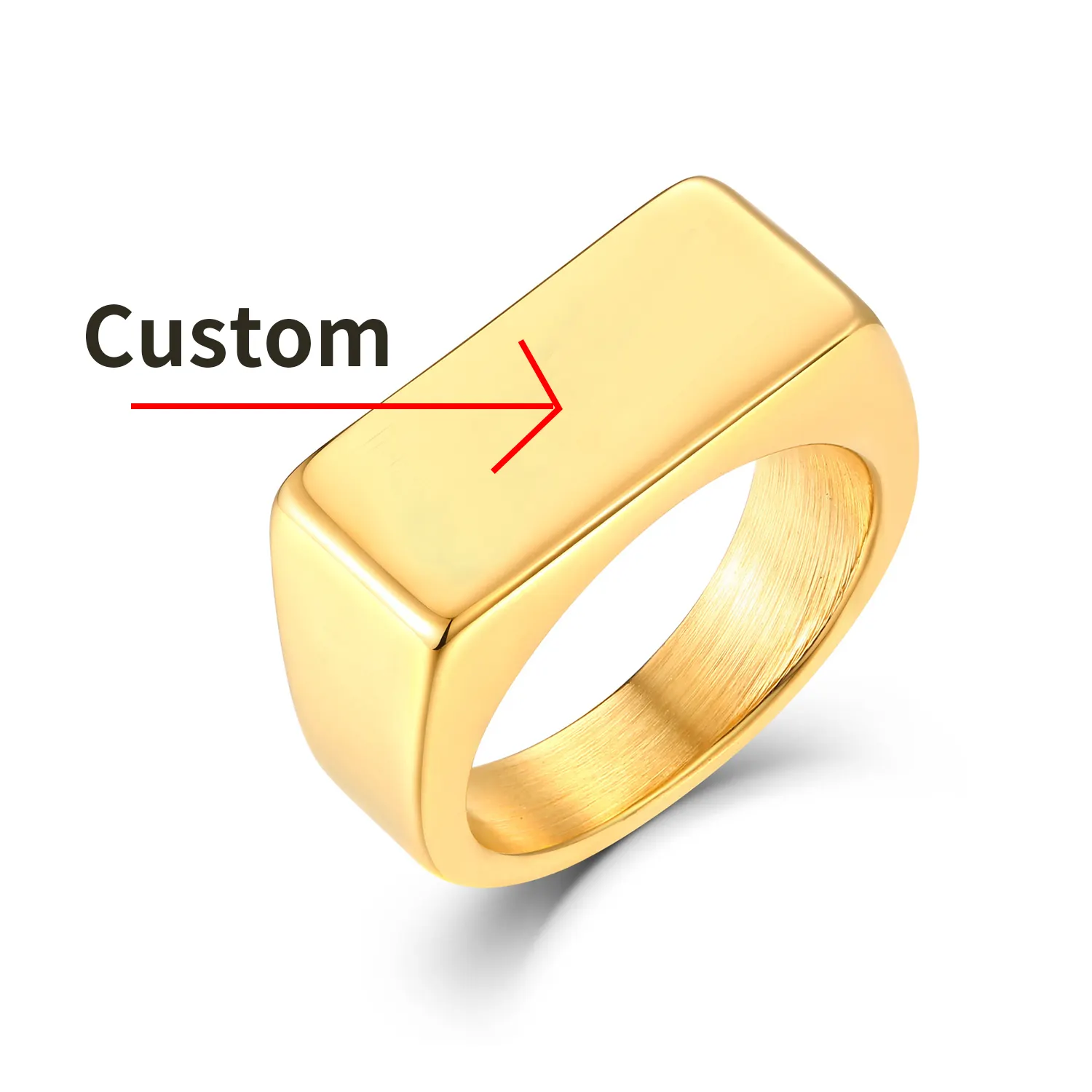 Dr. Jewelry 316L Stainless Steel 18K Gold Custom Swoosh ODM Patterns Logo Mens Rings for Member Gifts