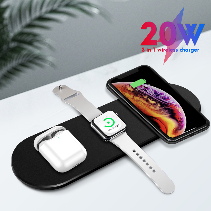 Беспроводное зарядное устройство Qi 3 в 1, 20 Вт, для iPhone 12 13 и часов