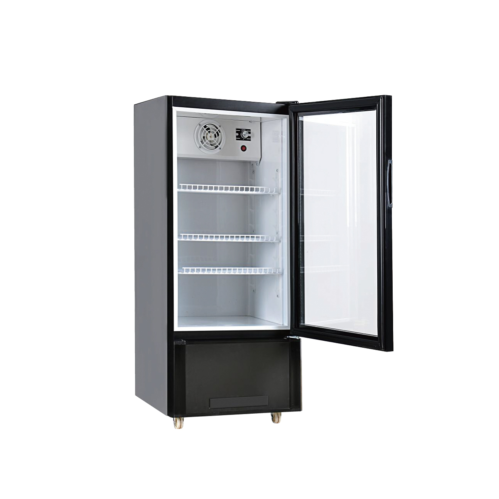 Supermarket food and beverage single door vertical refrigerator showcase