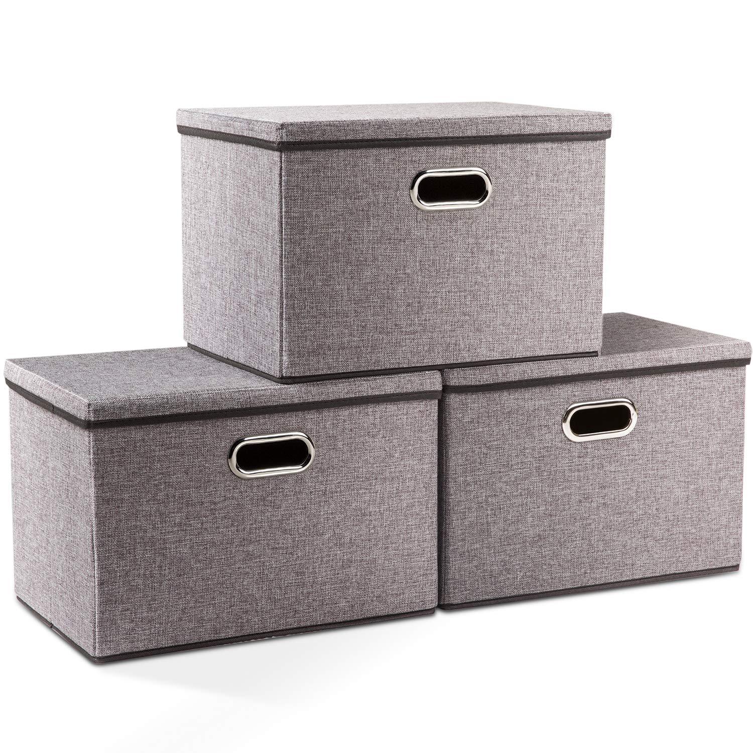 Collapsible Storage Bin With Lid Fabric Foldable Storage Box Organizer Container Basket Cube With Cover for Home Bedroom