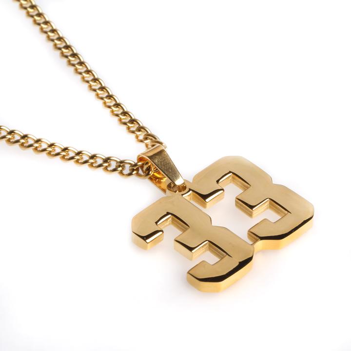 Polished Basketball Fans Number 80 -99 Sports Jewelry Necklace Lifestyle 101 Gold Stainless Steel Jersey Number Pendant Necklace