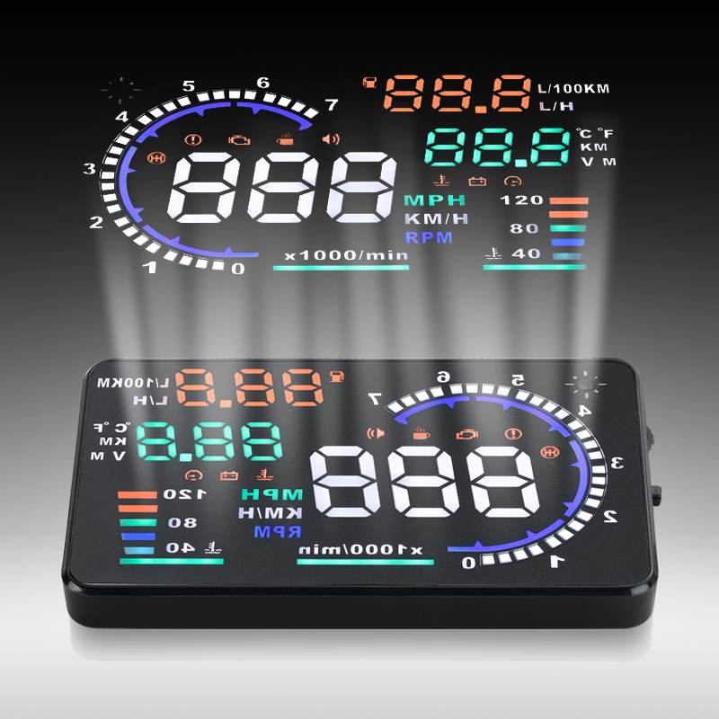 Высокое качество 5,5 дюймовый большой экран Caralarms OBD2 интерфейс автомобиля A8 HUD Дисплей GPS с Plug & Play A8 с сигнализацией