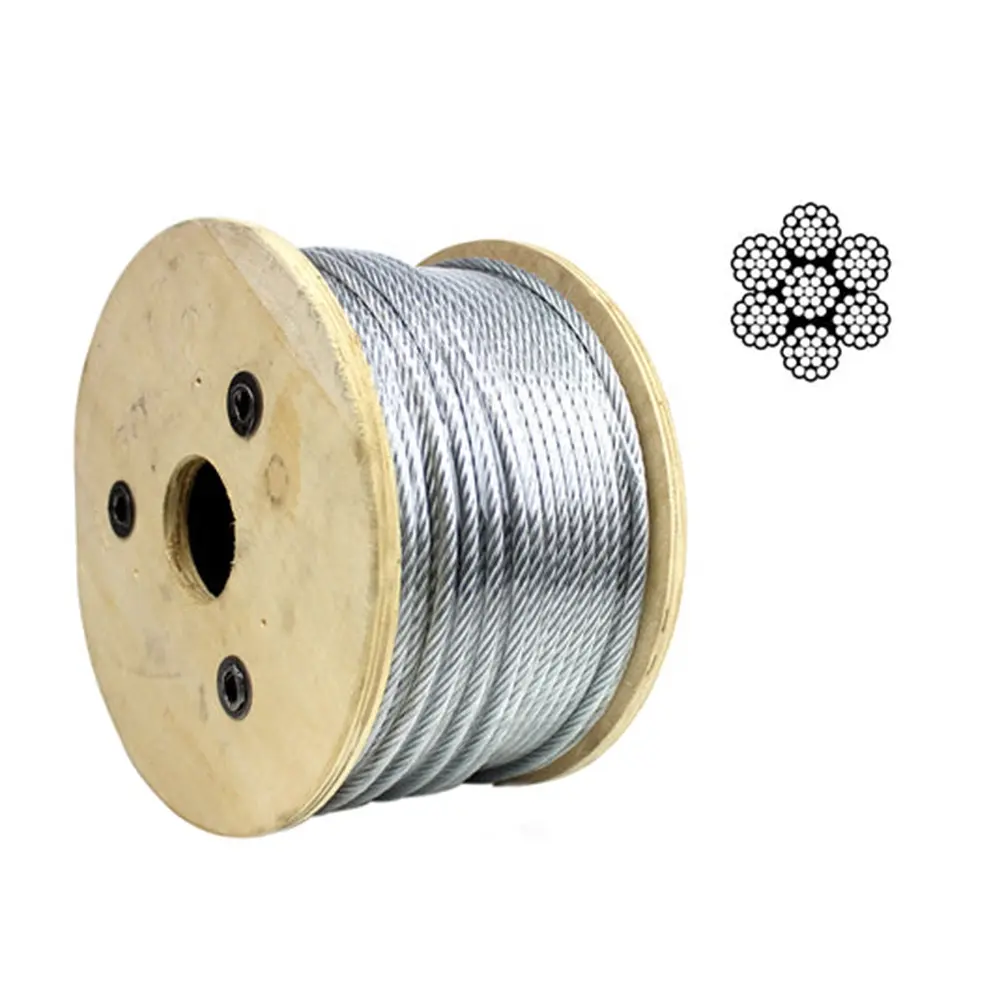 6mm 8mm 10mm diameter 6x12 galvanized steel wire rope steel wire cable