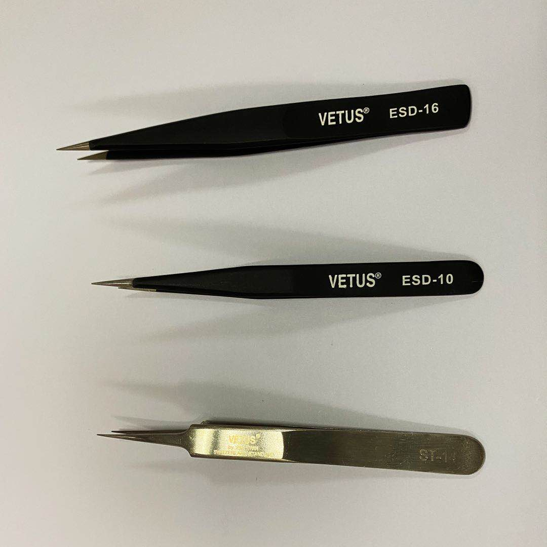 Hot Selling Precision Wholesale Cheap Black Straight Tip Stainless Steel 17 Professional 702 Esd Tweezers