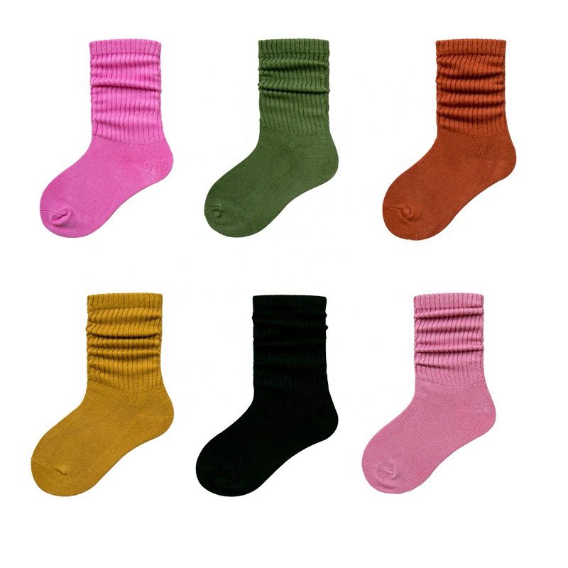 Cowinner Colorful Solid Color Socks Long Crew Socks For Little Girl 1-12T