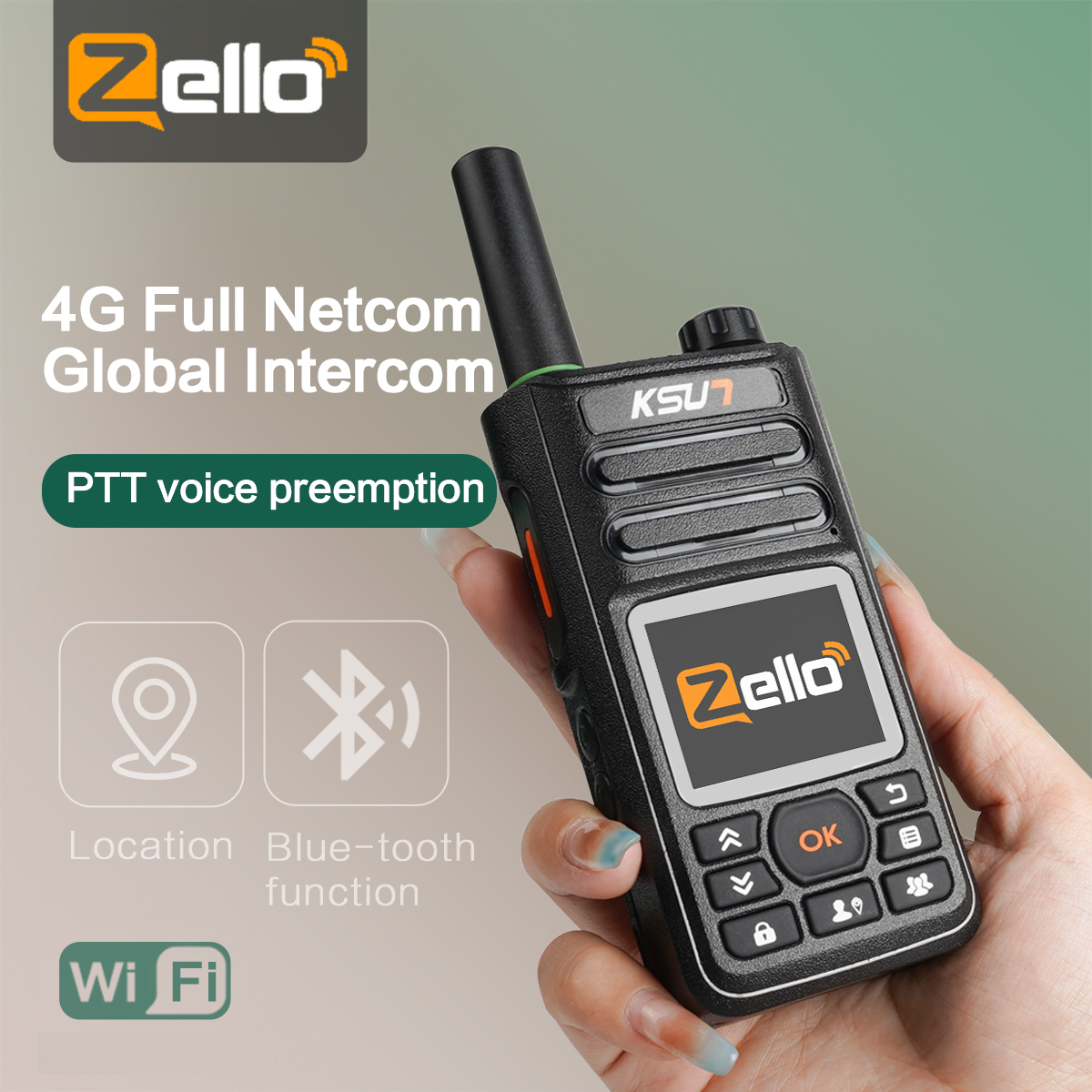 Рация KSUN Zello с GPS, Wi-Fi, BT, Poc, Android, 4G, 3G, GSM, мобильный двухсторонний радиоприемник, 200 км, дальность 5000 км, рация
