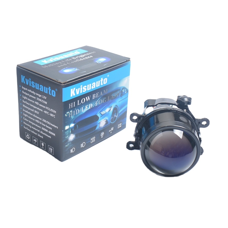 CQL kvisuauto 12V 35W 3 дюймов D2H H11 ксеноновый Ближний и Дальний свет Противотуманные лампы проектора-голубые линзы в золотистой оправе с дальний и ближний свет