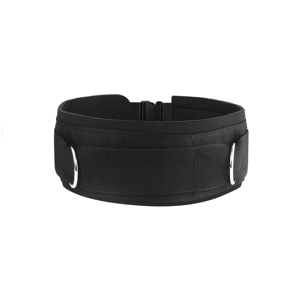 Waist Belt Neoprene Padded Gym Pulley Strap with Rings for Cable Machines Fitness Exercise Speed Agility Resistance Training
