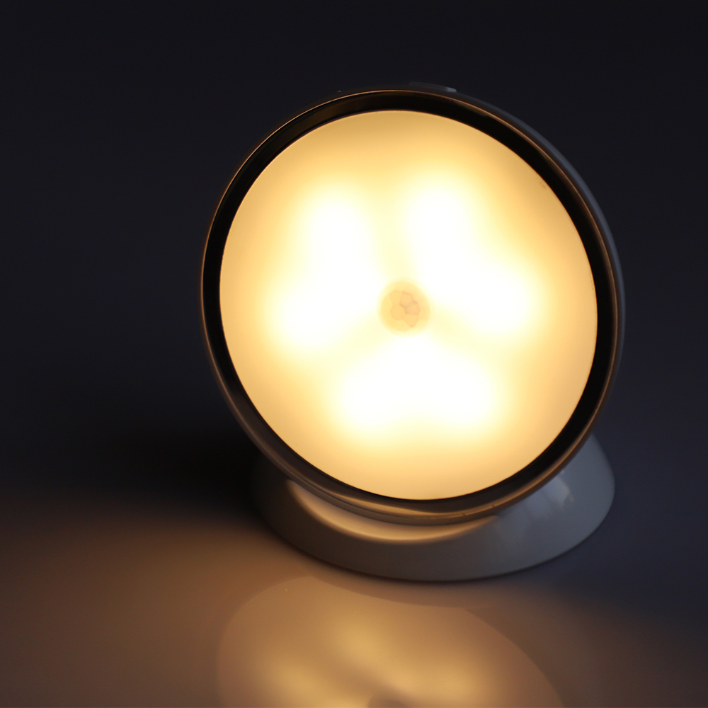 Small Round 360 Degrees Motion Night Light Brightness Adjust Infrared Smart Body Motion Sensor 360 Led Night Light Night Lamp