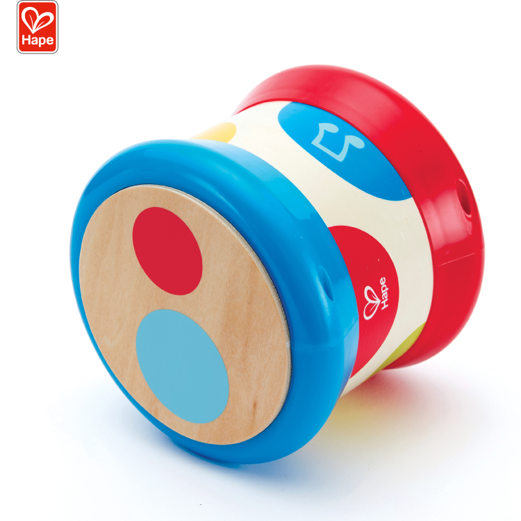 Hape fancy design kid baby music wood drum musical instrument toy for children
