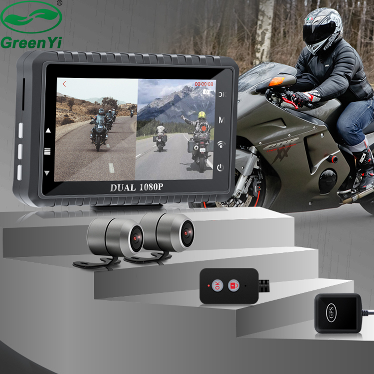GreenYi двойной 1080P 3 дюймов IPS мотоцикл Dash Cam WiFi, водонепроницаемая камера, камера-Регистратор SONY чип мотоцикл DVR GPS регистратор