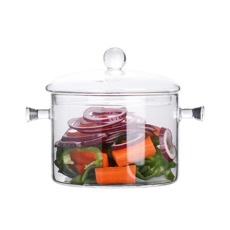 Big size transparent clear double-ear cooking pot Cook soup borosilicate pyrex glass cooking pot