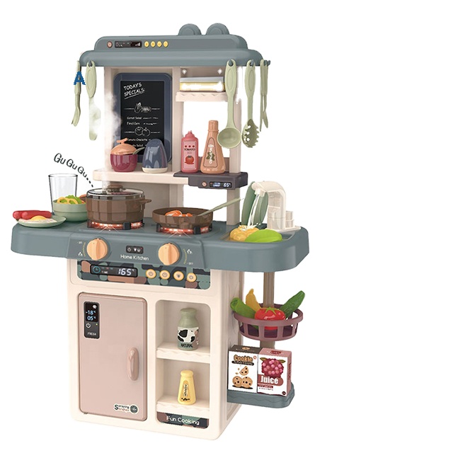 Early education Electric spray mist kitchen tableware plastic pretend play cutting vegetable big wonder kitchen toys cooking