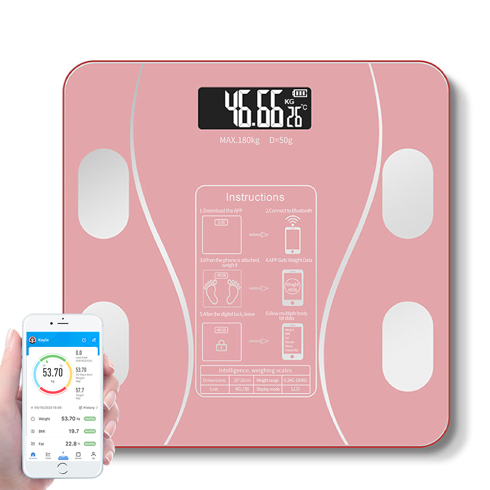 Умные весы 180 кг, 396lb, цифровые весы с синими зубьями для домашнего пользования
