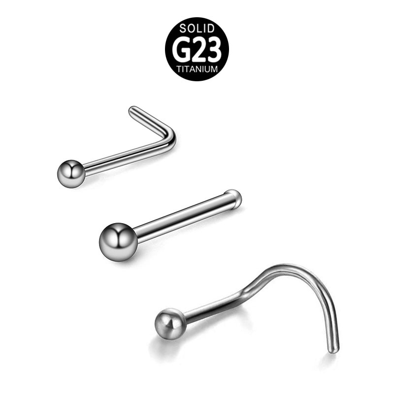 18G 20G ASTM F136 G23 Titanium Body Piercing Jewelry Bone L Shaped Screws Nose Ring Nostril