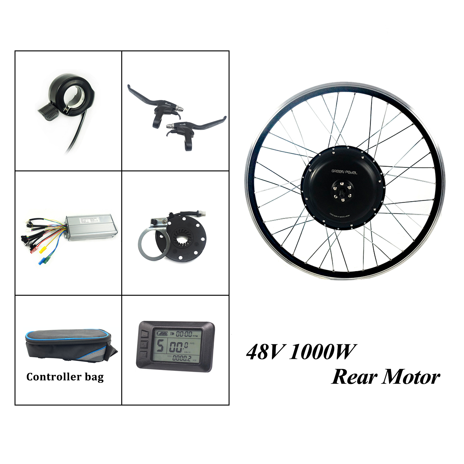 Greenpedel 48v 1000w 26 inch rear wheel ebike electric bike direct hub motor conversion kit china