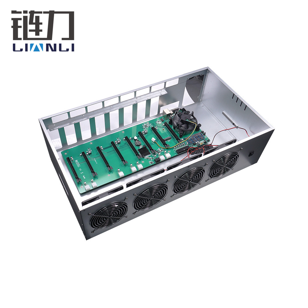 ETH machine mining 8 gpu mining case с 4 черными охлаждающими вентиляторами алюминиевый корпус для майнинга