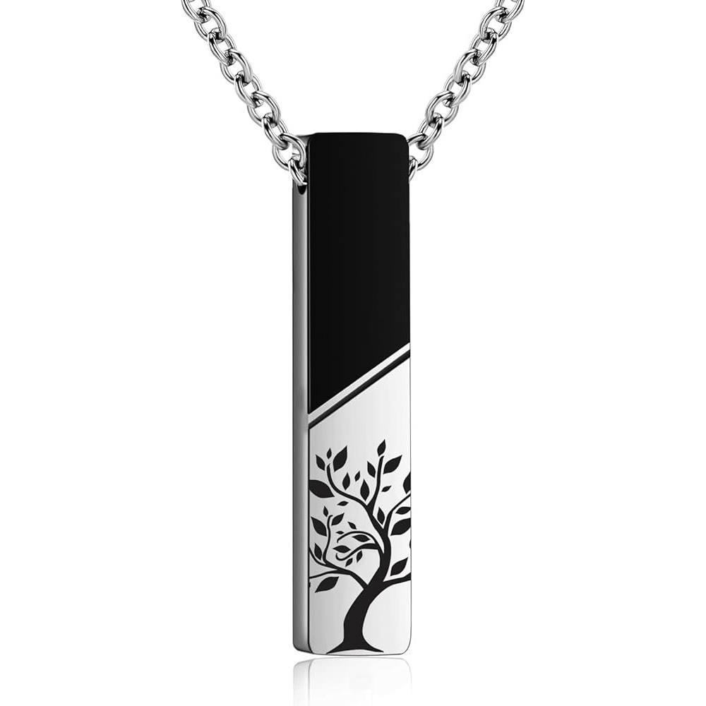 Cube Commemorative Cremation Ashes Necklace Pendant, Tree of Life, Suitable for Pet Ashes Commemorative Pendant Jewelry