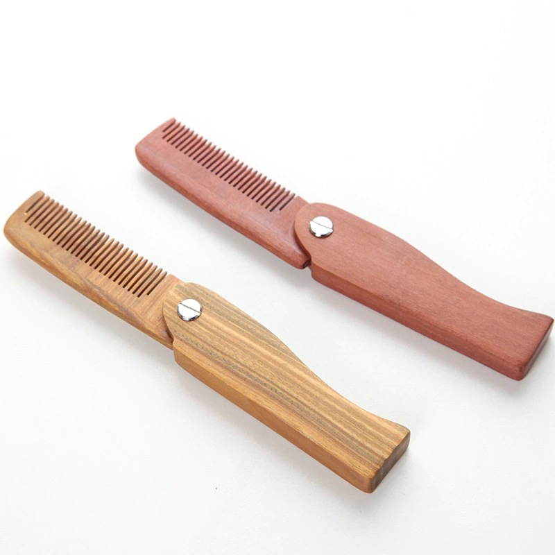Abeis Factory Wholesale Men's Beard brush Wooden Foldable Small Beard combs for Men