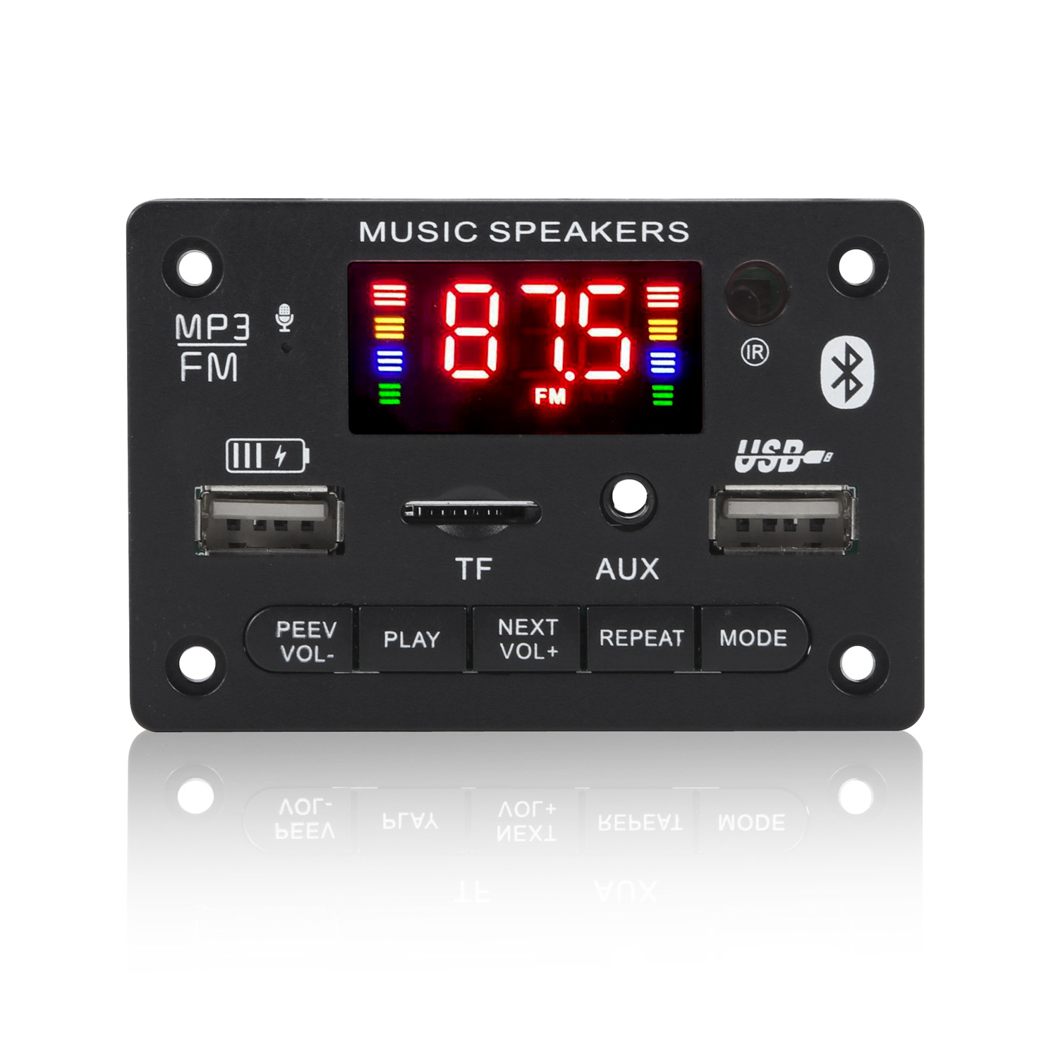 Плата декодера 12 В 2*25 Вт Bluetooth MP3 Плата декодирования цветного экрана MP3-плеер 5 в 12 В модуль декодирования