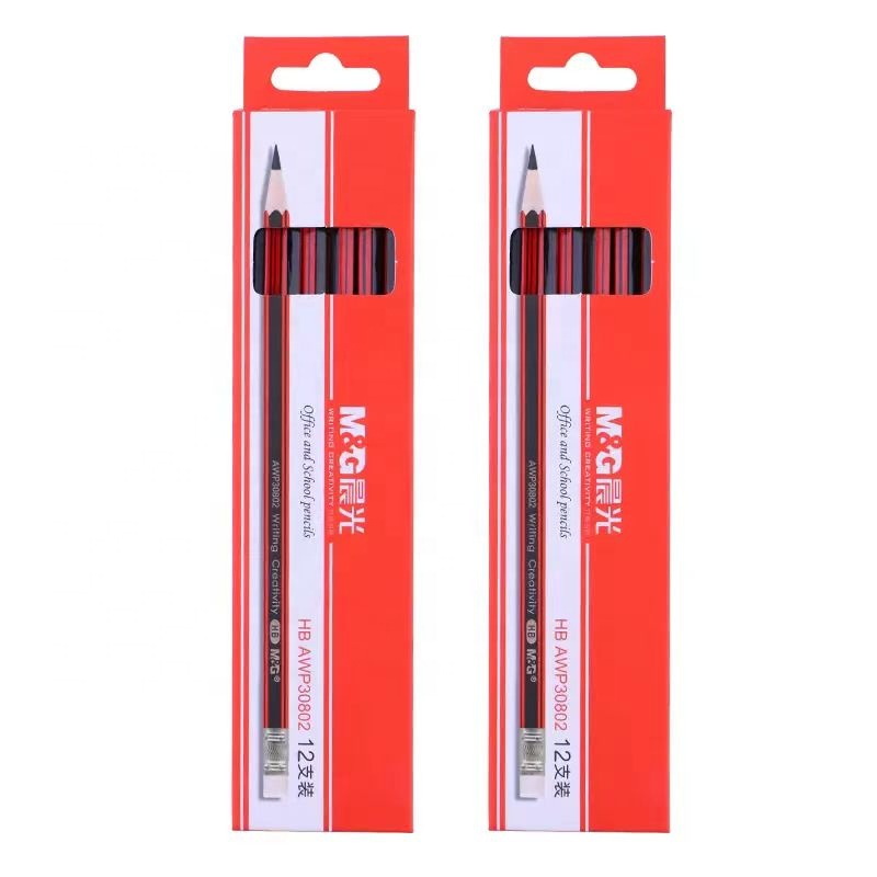 M&G HB Classic Hexagonal Wooden Black Pencil with Eraser for Kids and Students Use for Promotions