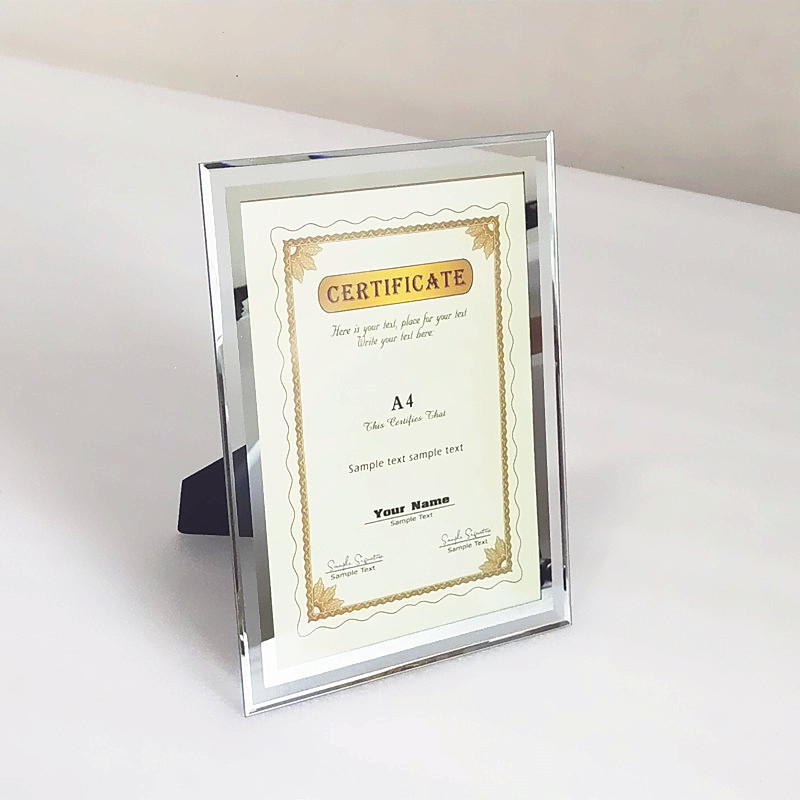 Home Decorative A4 Picture Art family photo frame Glass Rose Gold Steel Metal Photo Frame glass frame for photo