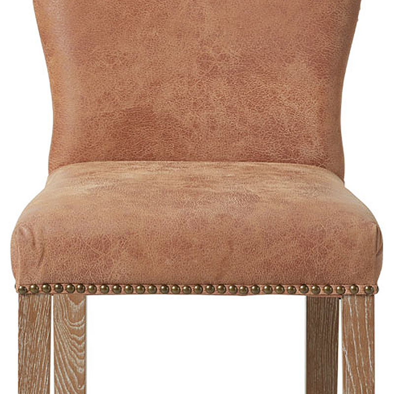 Wholesale Wood Upholstered Bar Stool with Footrest Studded Ring Back Bar Chair