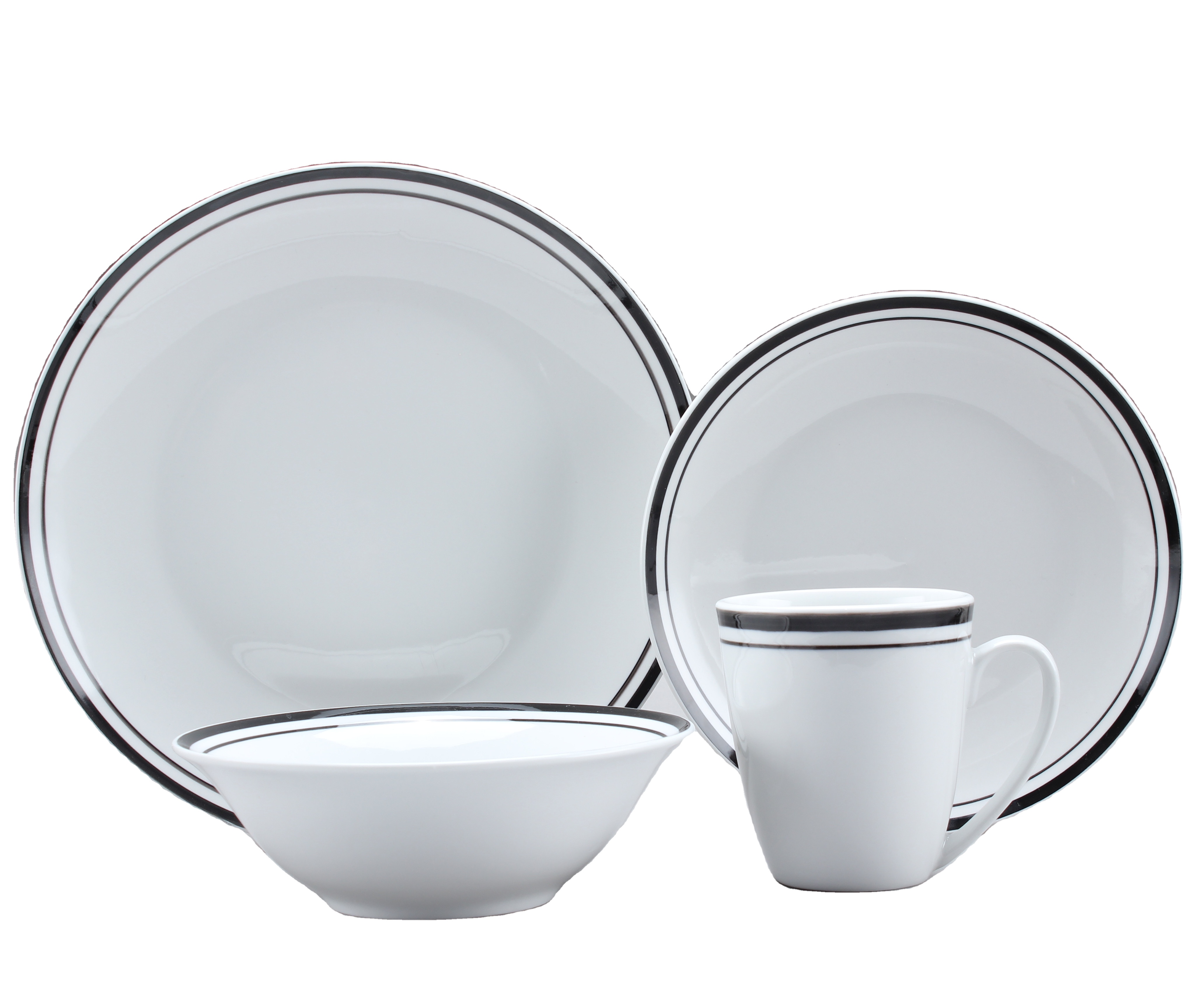 16PCS Ceramic Dinnerware Set With Color Line Cheap Bulk Porcelain Dinnerware Chinaware Wholesale