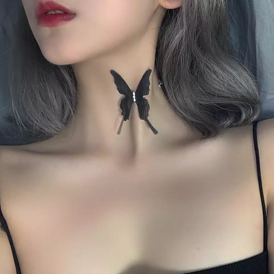 Adjustable Chocker Velvet Butterfly Necklace Fabric Accessories For Women choker butterfly necklace