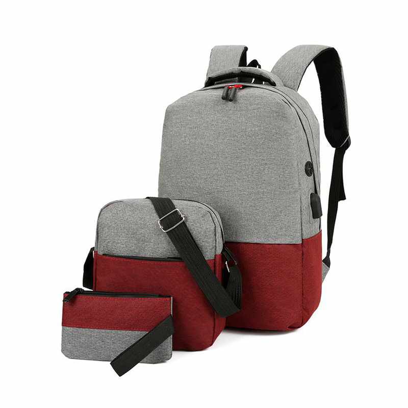 Новое поступление Back To School Рюкзак из нержавеющей стали набор индивидуальные мужские умные Mochilas USB студенческий рюкзак, комплект из 3 предметов, школьная сумка для девочек-подростков