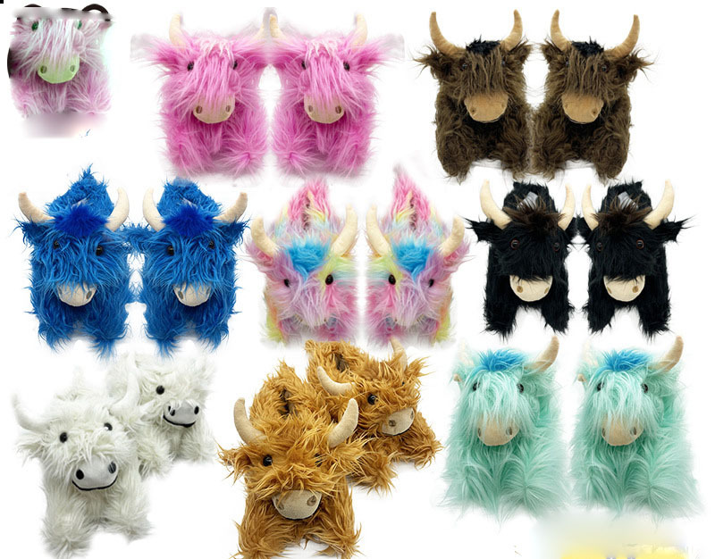 Spot CE AMZ Hot Product Highland Cow Slippers Scottish Yak Slippers Cotton Shoes