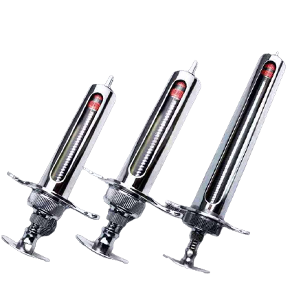 Stainless steel metal veterinary syringe