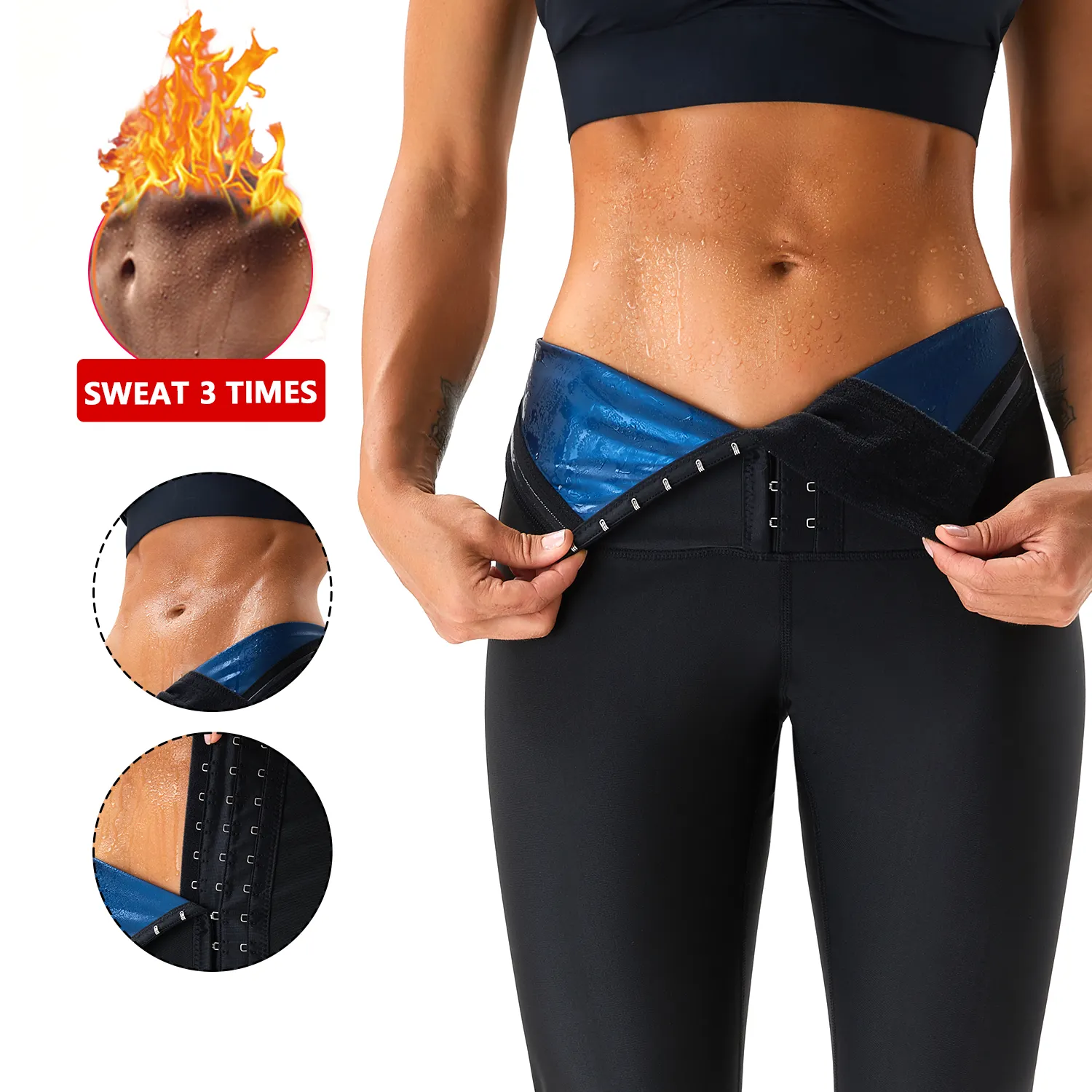 2021 Custom Logo Neoprene Sauna Pants Women Fitness Lose Weight Tummy Control Waist Trainer Corset Leggings